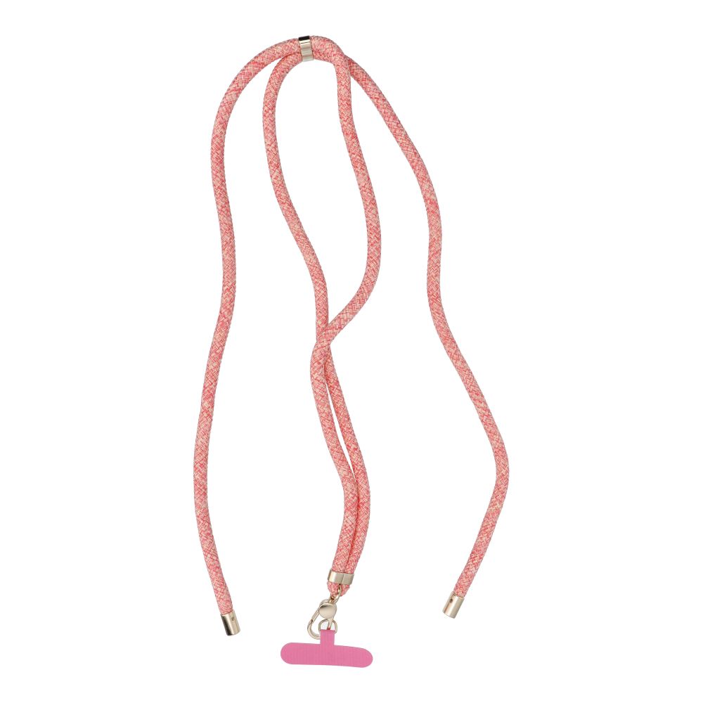SWING (8mm) pendant for the phone with adjustable length / cord length 165cm (max 82.5cm in the loop) / on the shoulder or neck - pink-white