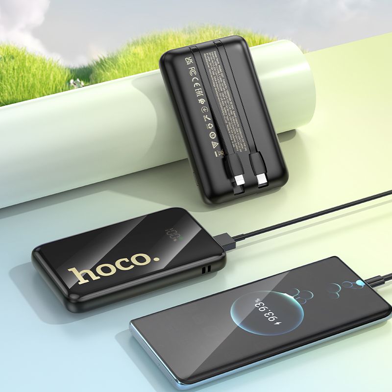 Powerbank Hoco 10000 mAh QC PD 22,5W with built-in cables USB C + Lightning Q37 black