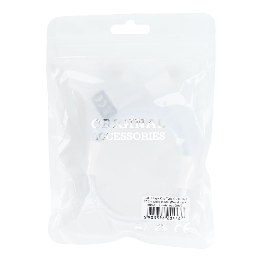 Kabel Typ C do Typ C PD 40W HD23 2 m biały