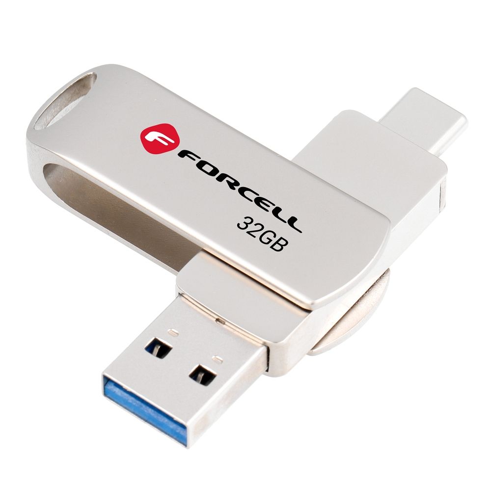 Pendrive 32GB USB 3.2 Gen 1 (USB A / USB C) Forcell F-Data Metal Duo silver