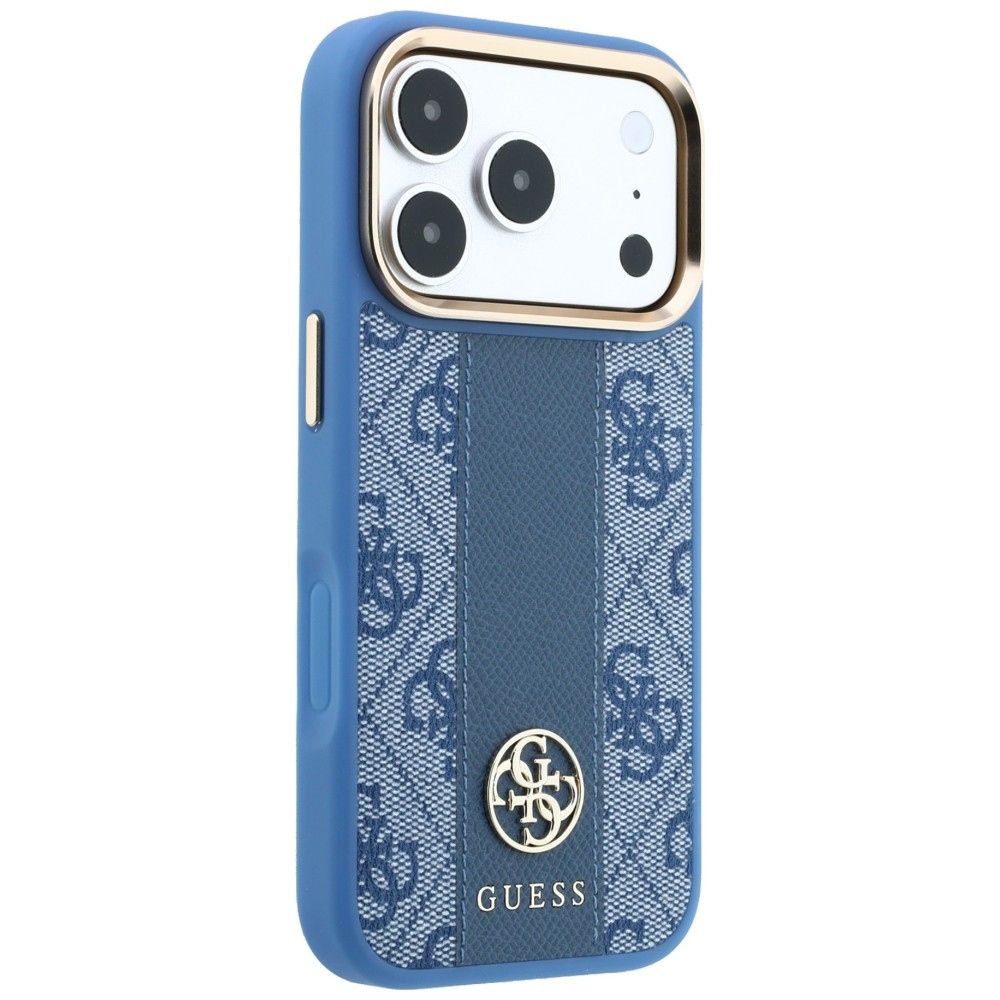 Case for IPHONE 18 Pro/17 Pro compatible with MagSafe (Stripe Round and Classic Logos 4G) blue