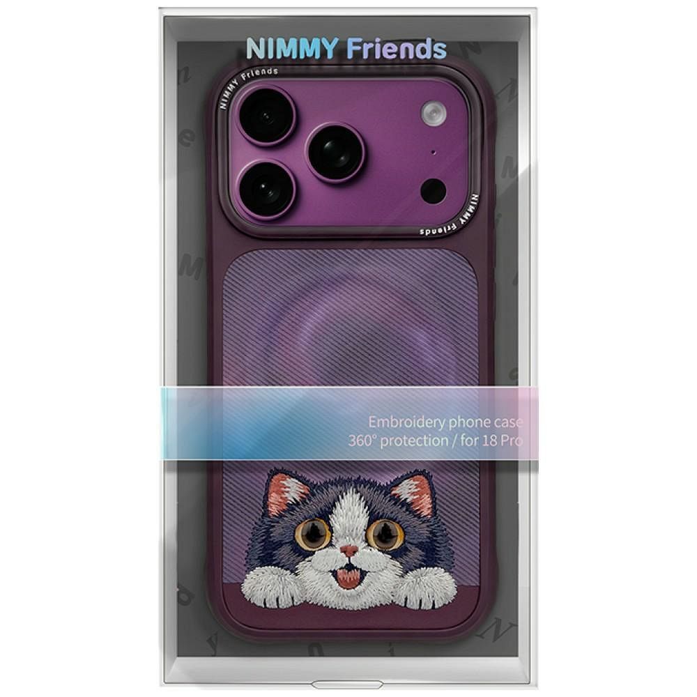 NIMMY case BIG EYED LYING CREAM CAT compatible with MagSafe for IPHONE 18 Pro/17 Pro purple