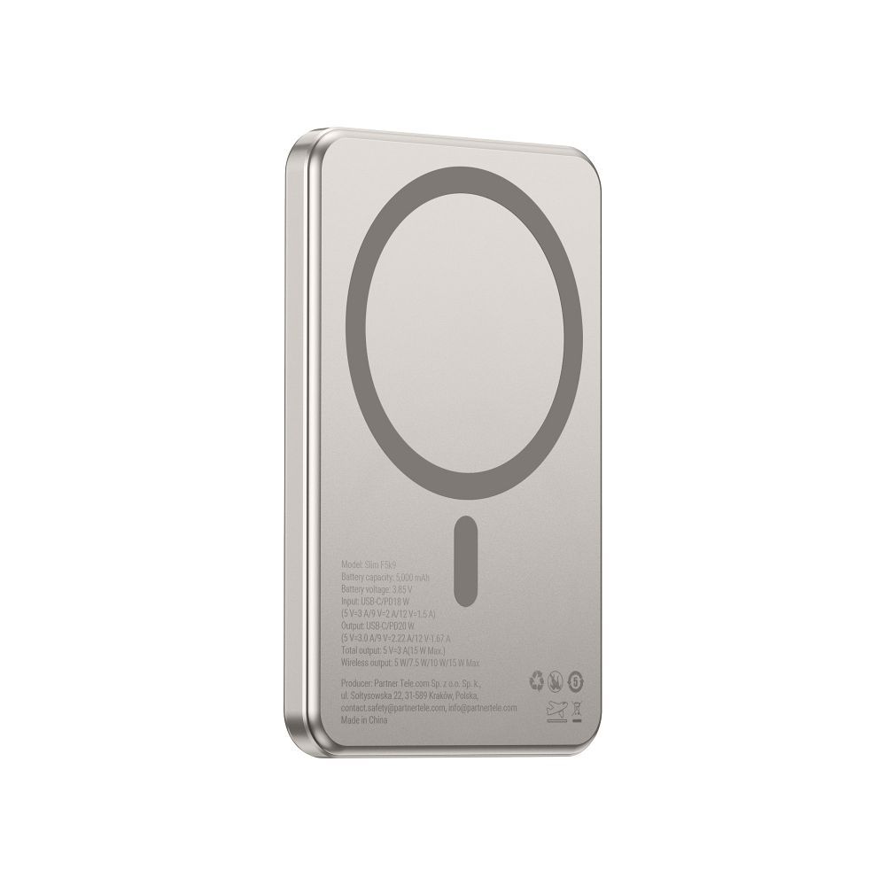 Powerbank compatible with MagSafe Forcell F-Energy Slim F5K9 QC4.0 PD3.0 15W 5000 mAh cloud dancer