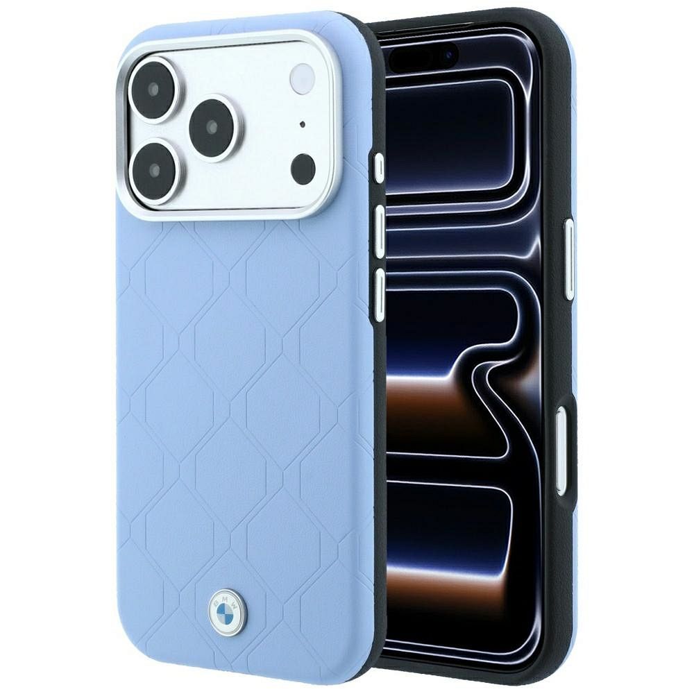 BMW case for IPHONE 18 Pro Max/17 Pro Max compatible with MagSafe (Sign Deboss Quilted Metal Logo) blue