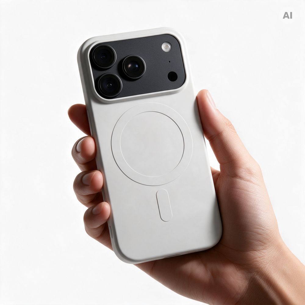 Case for iPhone 18 Pro Max / 17 Pro Max Silicone Mag Cover compatible with MagSafe (big hole) silver