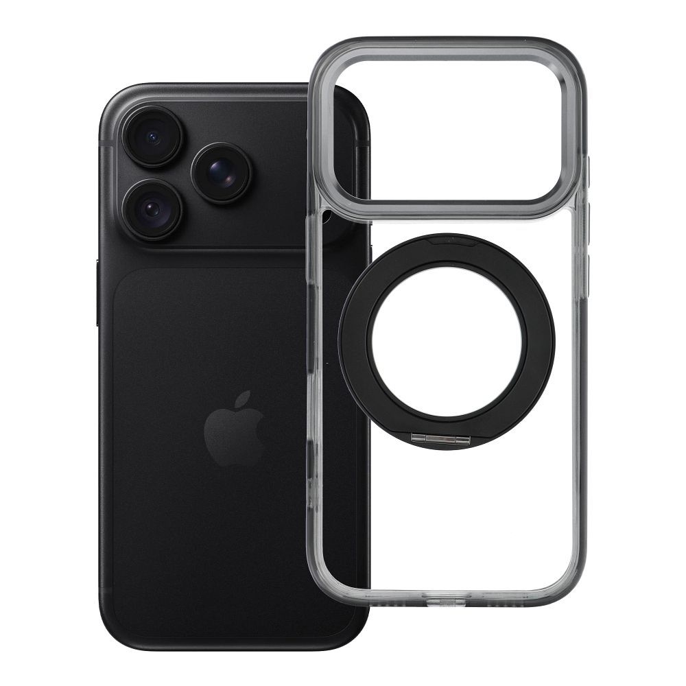 Case for iPhone 18 Pro / 17 Pro Frame Circle Stand compatible with MagSafe black