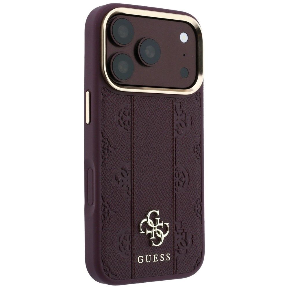 Case for IPHONE 18 Pro Max/17 Pro Max compatible with MagSafe (Stripe Peony 4G Logo) burgundy