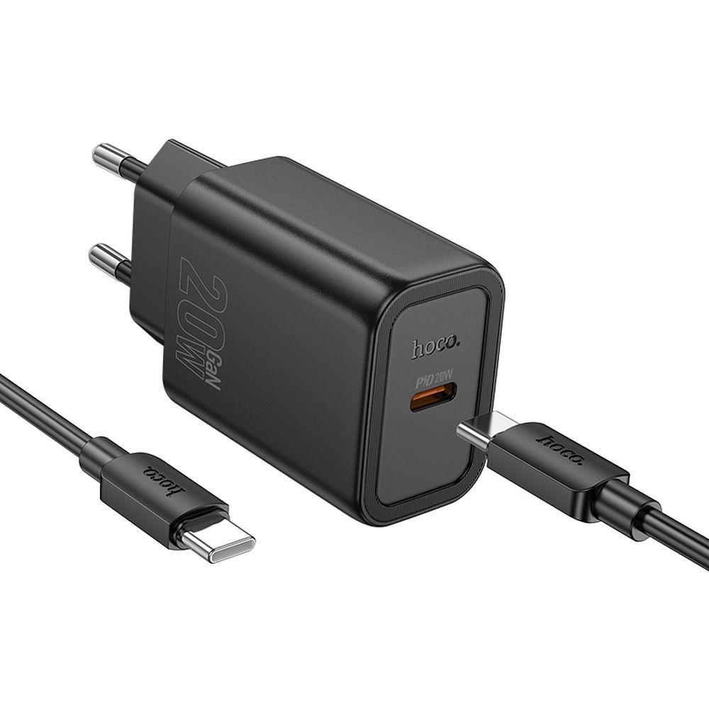 Phone charger Hoco USB C QC PD 20W + cable USB C to Lightning N60 black