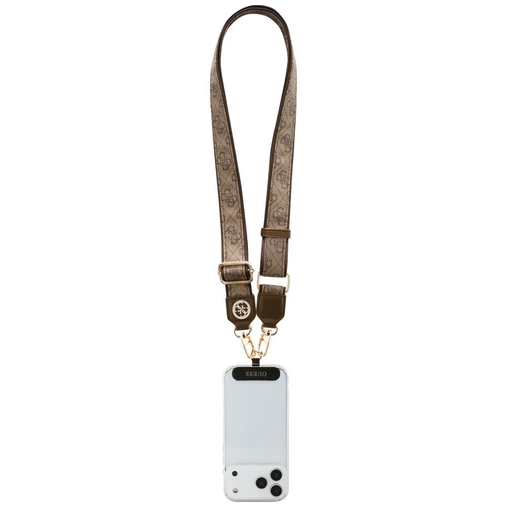 GUESS universal strap GUUCNP4DGMW (4G PU Strap Tether Patch Strass Metal Logo) brown