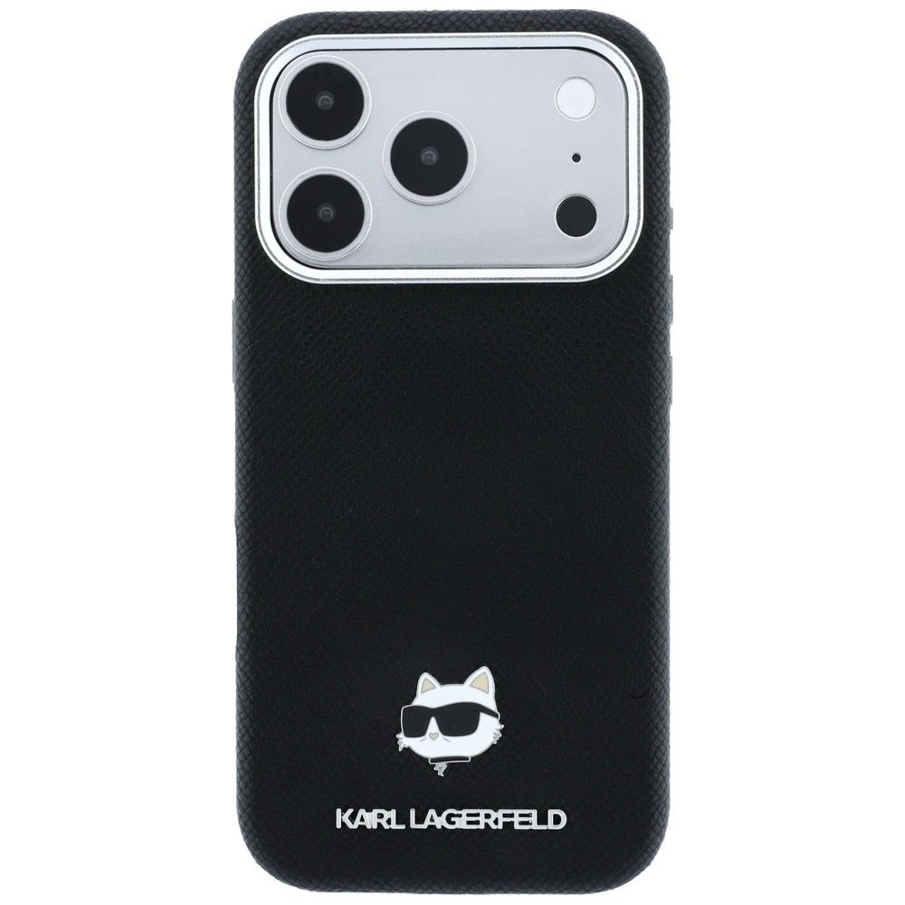 KARL LAGERFELD case for IPHONE 18 Pro/ 17 Pro compatible with MagSafe (Grained Choupette Head Metal) black
