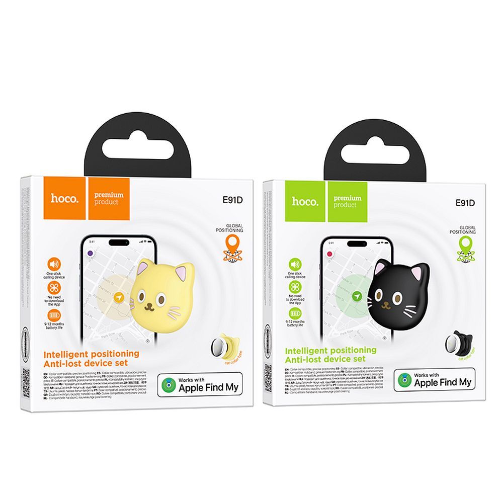Locator compatible with Apple Find My Hoco Cat shape E91D black