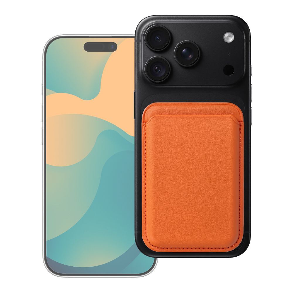 Magnetic Card Holder compatible with MagSafe MagWallet orange