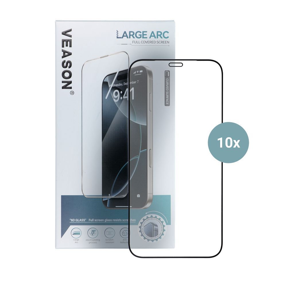 6D Veason Pro Glass (SET 10in1) - for Iphone XR / 11 black