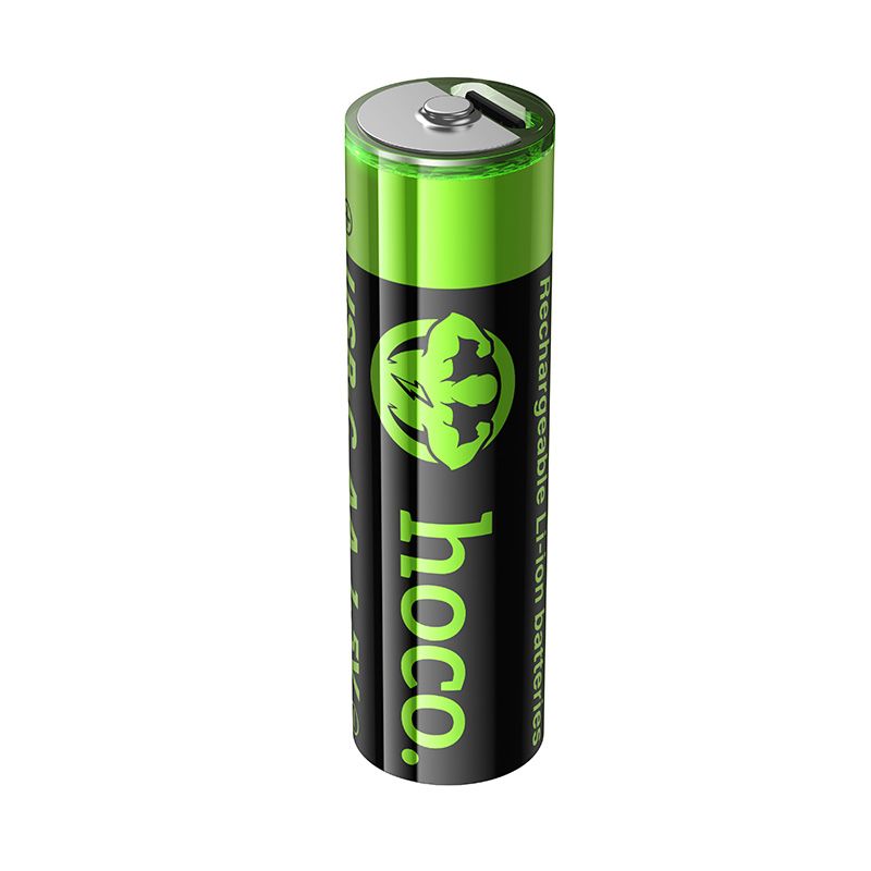 Rechargeable battery R6 (AA) 860 mAh with USB C + cable USB A to 2 x USB C 2 pcs Hoco JA3 black