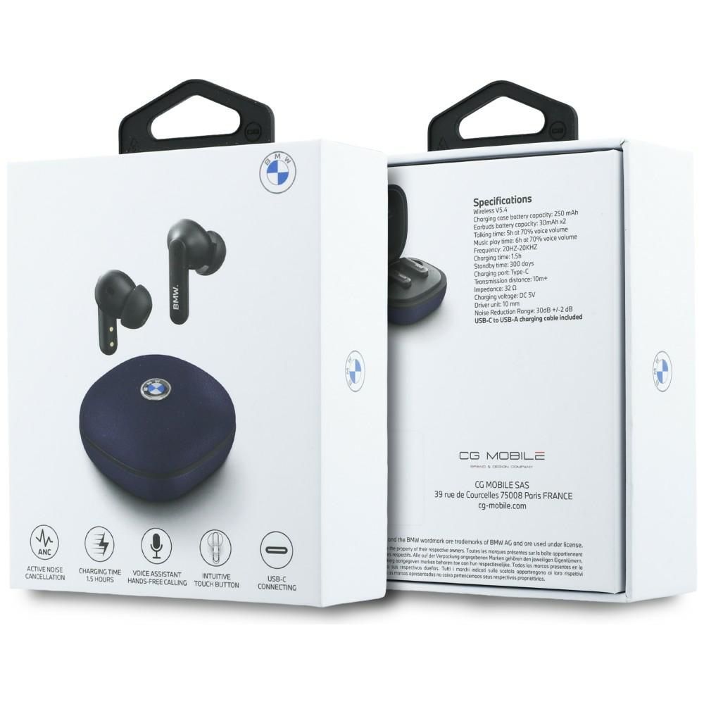 Wireless earphone ENC BMW TWS Leather Metal Logo BMW001138 dark blue