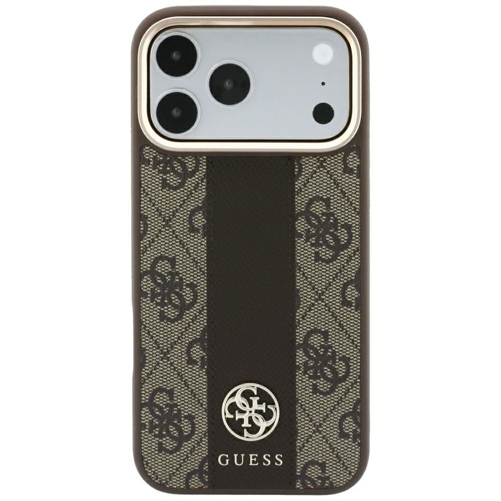 Case for IPHONE 18 Pro/17 Pro compatible with MagSafe (Stripe Round and Classic Logos 4G) brown