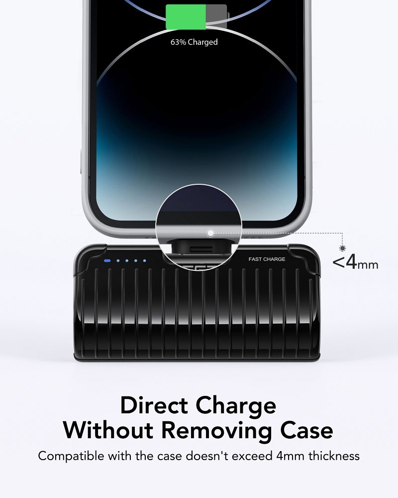 Powerbank Veger PlugOn (W0558P) PD QC3.0 2,4A 20W 5000 mAh with a built-in connector Lightning black
