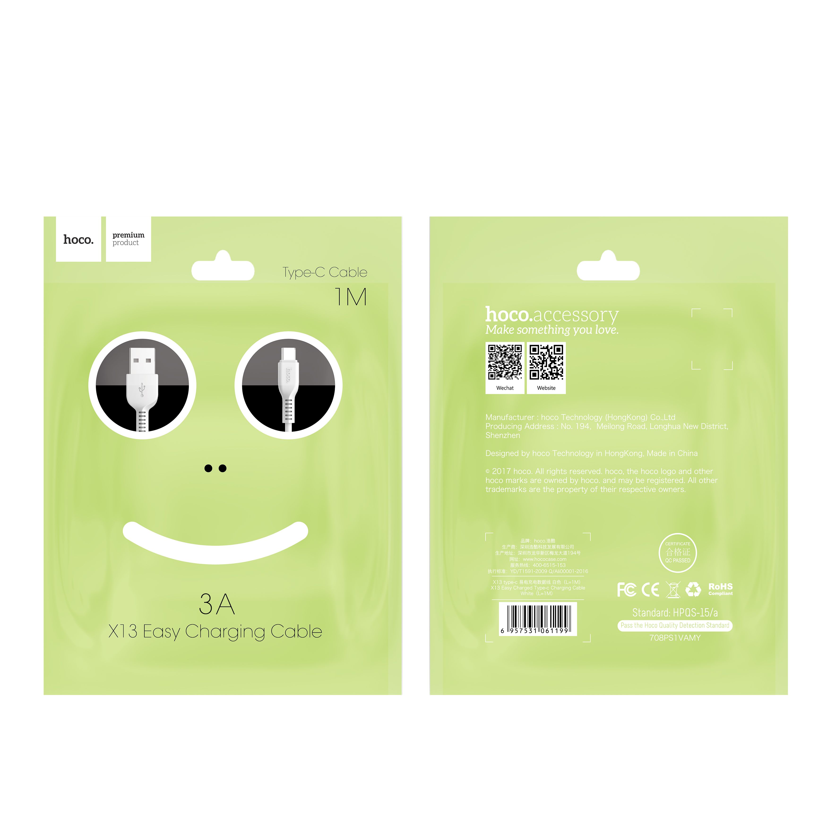 Kabel USB A do USB C Hoco 1 m X13 czarny