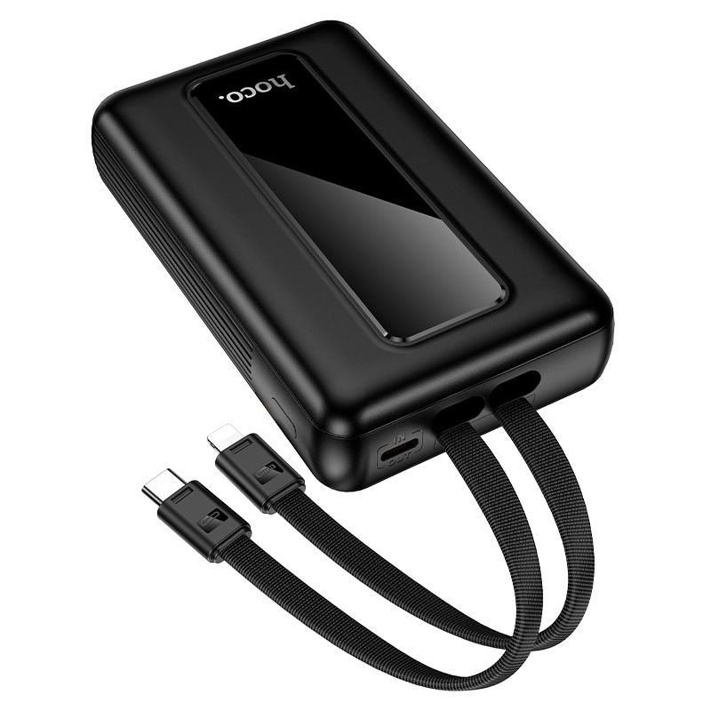 Powerbank 20000 mAh QC PD 22,5W with built-in cables USB C+ Lightning Hoco J162A black