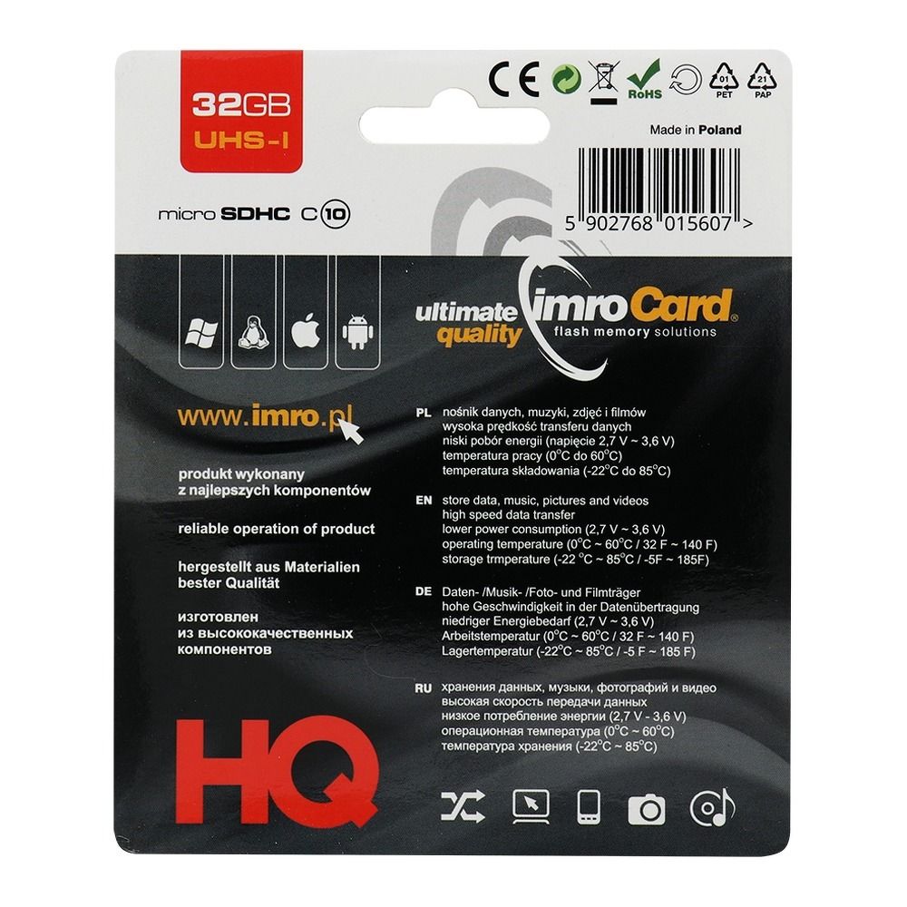 IMRO karta pamięci microSD 32GB 100MB/s class 10 UHS I