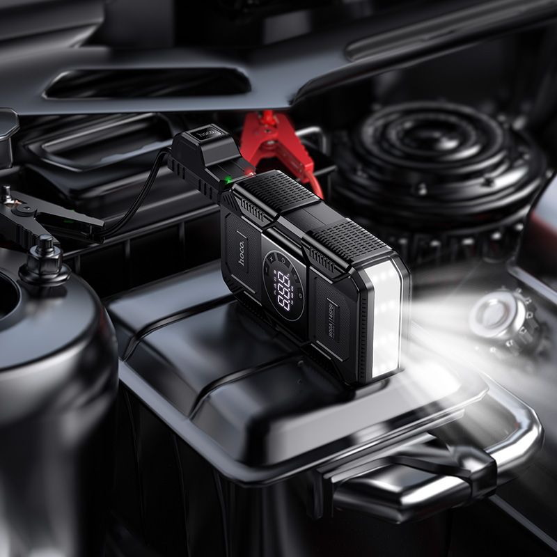 Powerbank 8000 mAh 2,4A 18W with a car jump-start function and air pump Hoco QS6 black