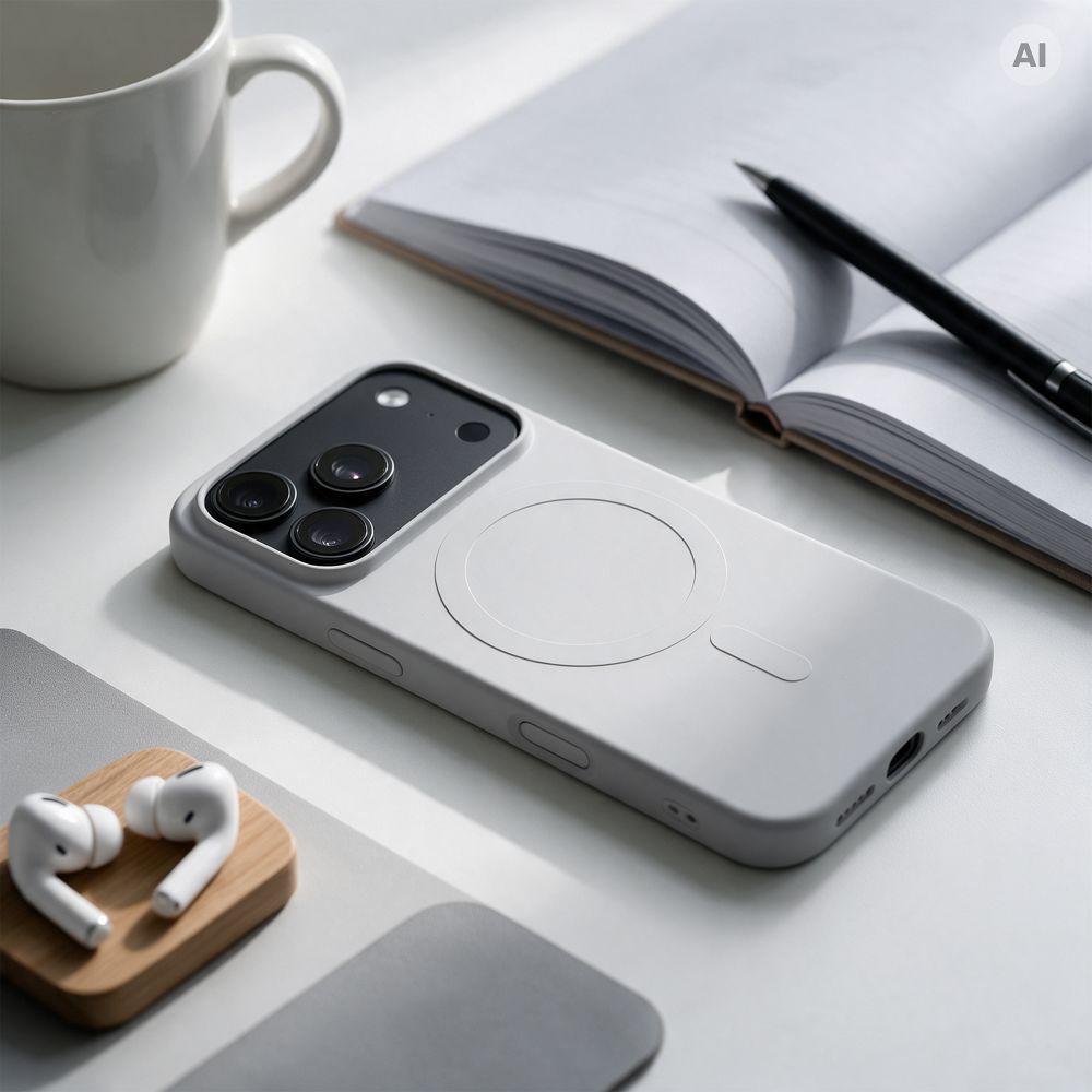 Case for iPhone 18 Pro Max / 17 Pro Max Silicone Mag Cover compatible with MagSafe (big hole) silver