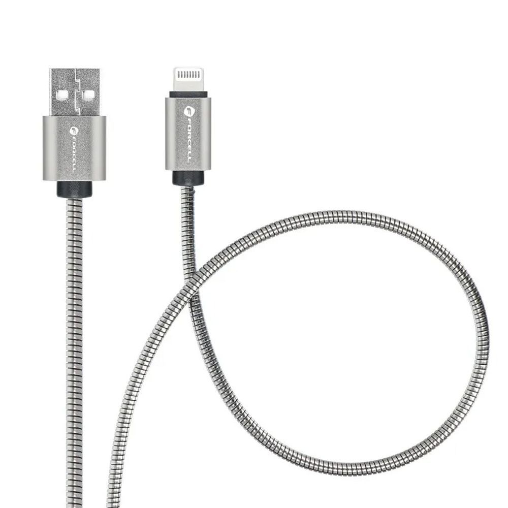 Kabel USB A do Lightning Forcell F-Energy 2,4A 12W Metal 2 m C236 srebrny
