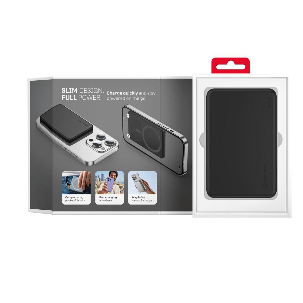 Powerbank compatible with MagSafe Forcell F-Energy Slim F5K9 QC4.0 PD3.0 15W 5000 mAh black