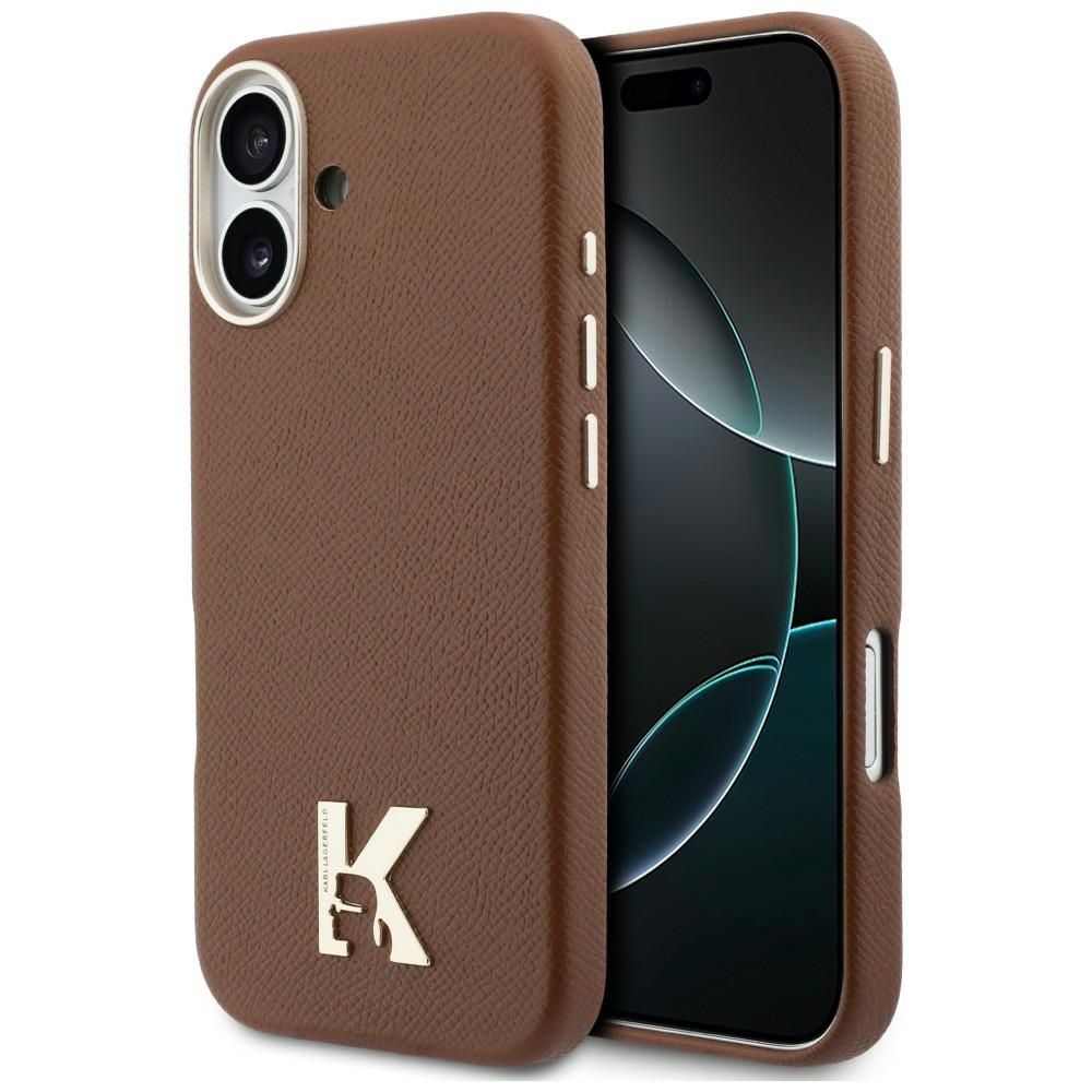 KARL LAGERFELD case for IPHONE 17 compatible with MagSafe KLHMP17S5PGFKHGW (Karl Head Logo) brown