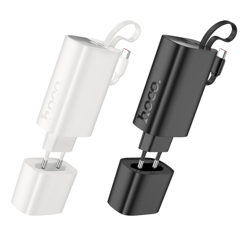 Powerbank 5000 mAh QC PD 20W 2A with built-in cable USB C Hoco J148 white