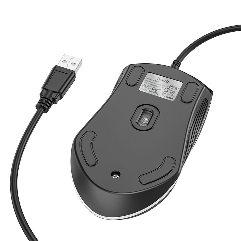 Wire gaming mouse Hoco USB A 1000 dpi with flashing light GM19 black
