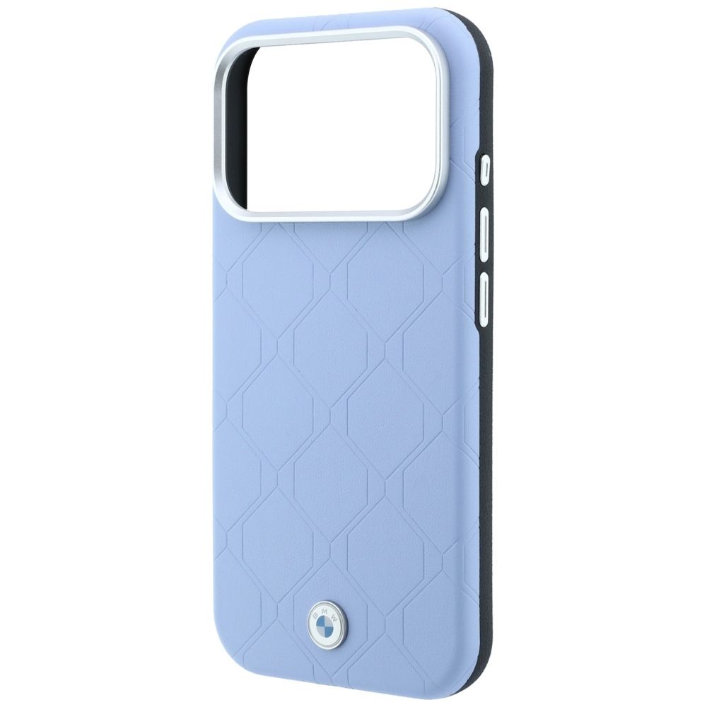 BMW case for IPHONE 18 Pro/17 Pro compatible with MagSafe (Sign Deboss Quilted W/ Metal Logo) blue