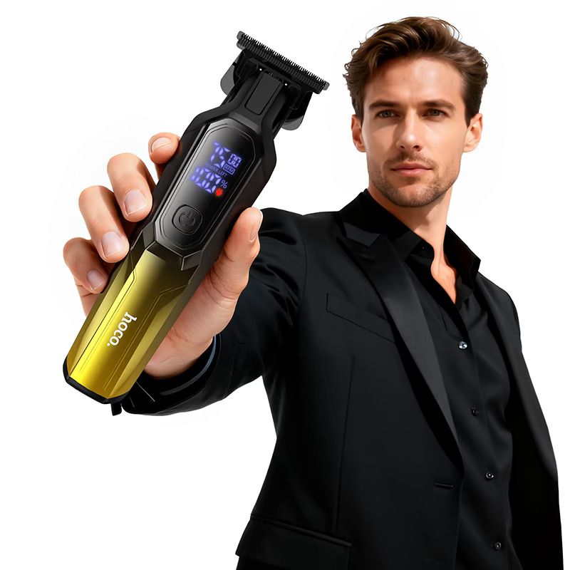 Hair clipper with digital display Hoco HP27 gold
