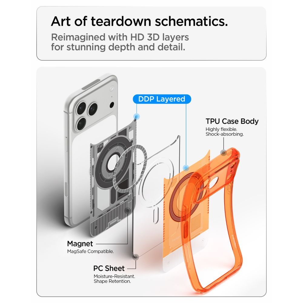 SPIGEN case ULTRA HYBRID compatible with MagSafe for IPHONE 17 Pro/18 Pro c-one tangerine