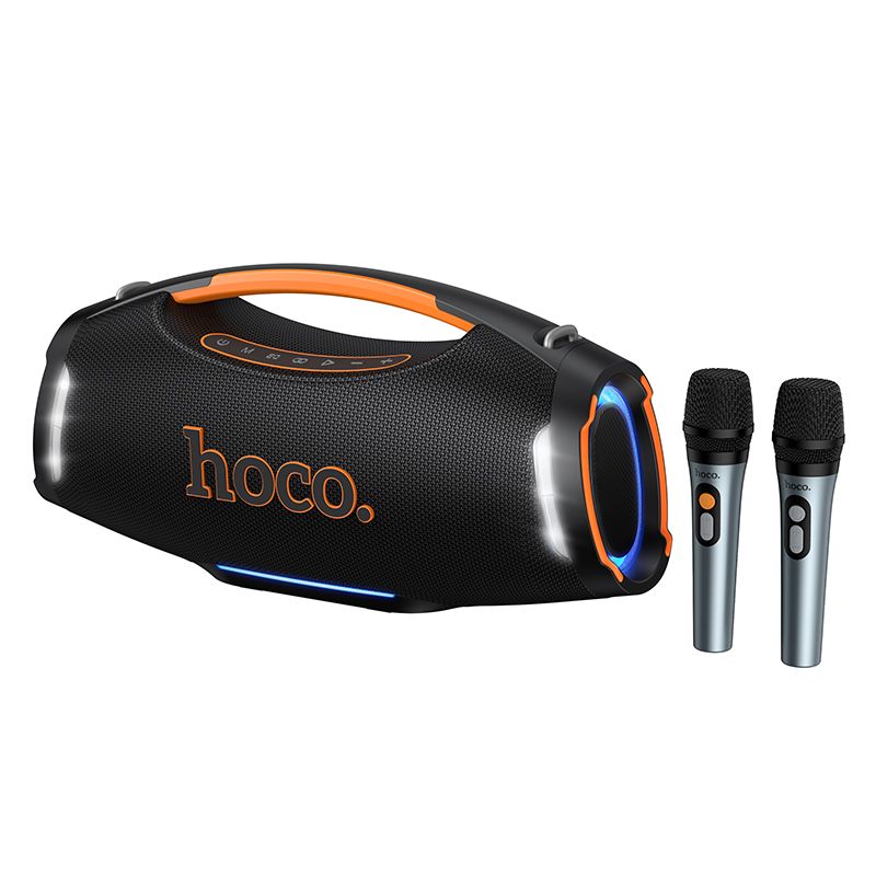 Wireless speaker LED 370W 6h + 2 wireless microphones Hoco HT4 Pro black
