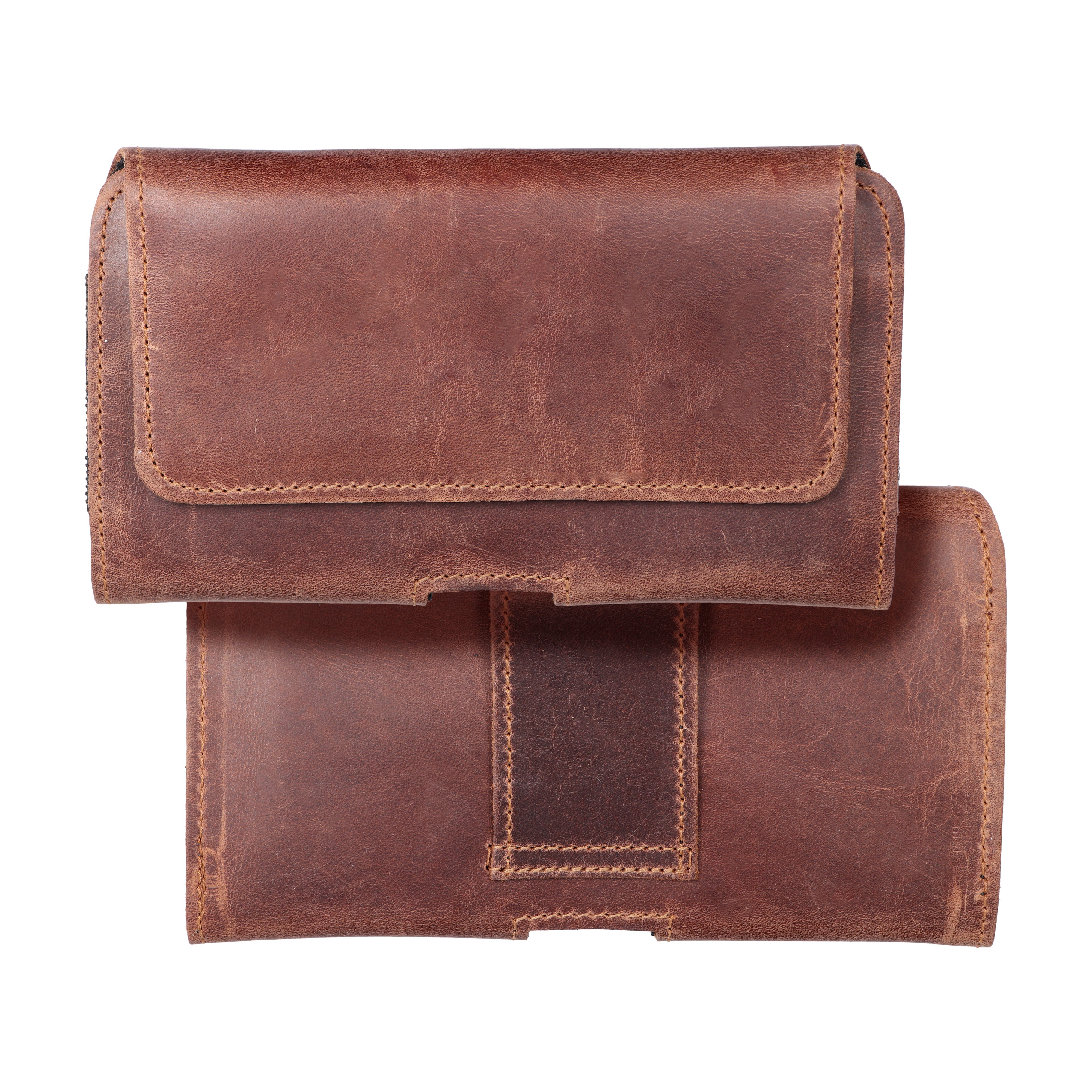 ROYAL Crazy Horse - Leather universal belt holster / brown - Size 2XL - for SAMSUNG A21s / S20 ULTRA / S21 ULTRA / A70 / A71 / XIAOMI REDMI 9 / HUAWEI P SMART PRO