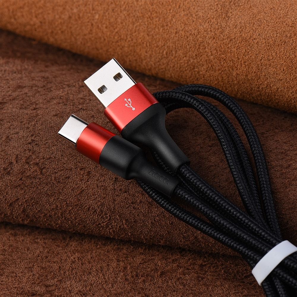 Kabel USB A do USB C Hoco 2A 1 m X26 czarno czerwony