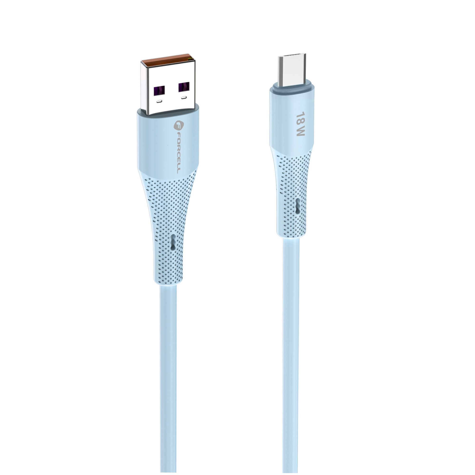 Cable USB A to Micro USB Forcell F-Energy QC3.0 2,4A 18W Silicone 1 m C341 blue