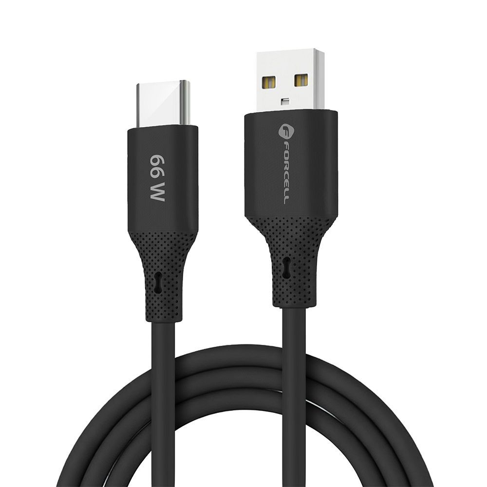 Cable USB A to USB C Forcell F-Energy QC4.0 3A 66W Silicone 1 m C342 black
