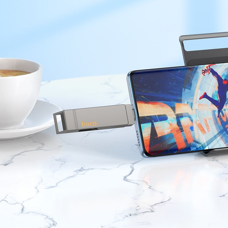 Pendrive 256GB USB 3.2 (USB A + USB C) Hoco UD15 gray