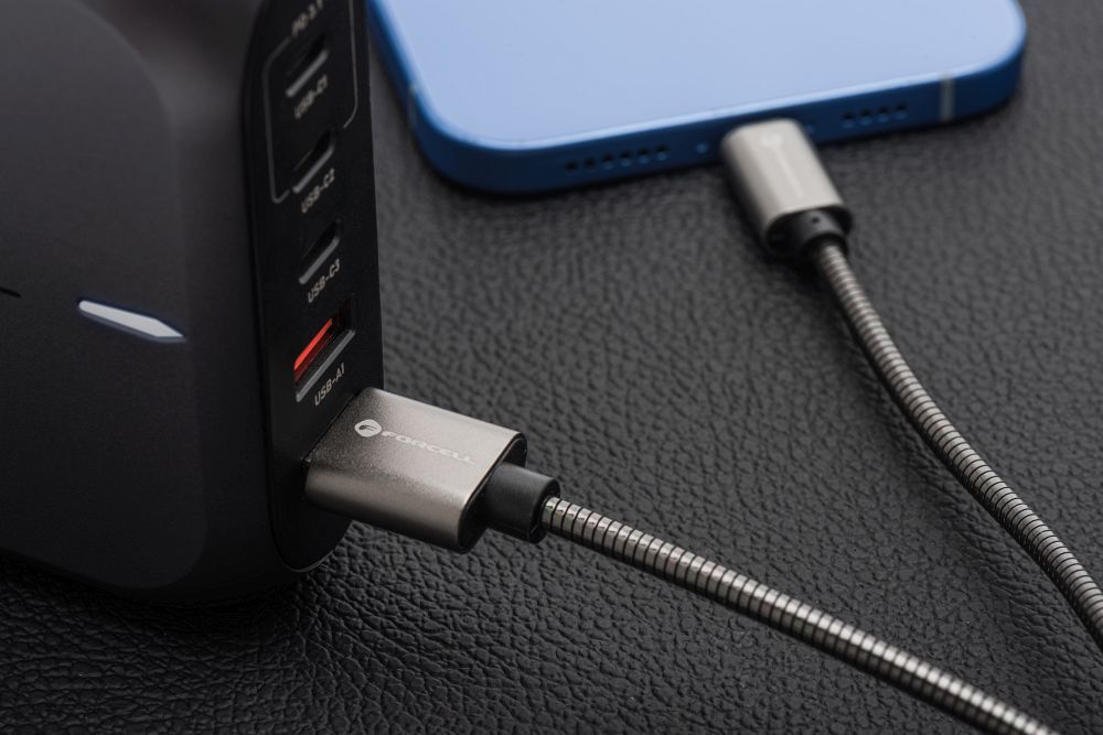 Kabel USB A do Lightning Forcell F-Energy 2,4A 12W Metal 1 m C236 srebrny