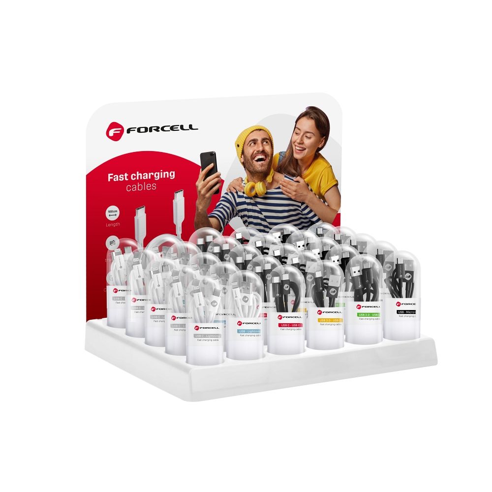 Kabel USB A do USB C Forcell F-Energy QC3.0 3A Tuba 1 m C398 czarny