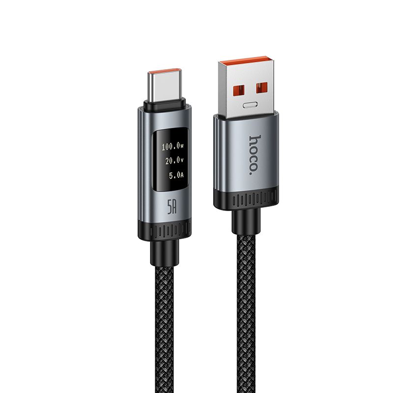 Data Cable with digital display USB A to USB C Hoco PD 6A 100W 1,2 m U148 black