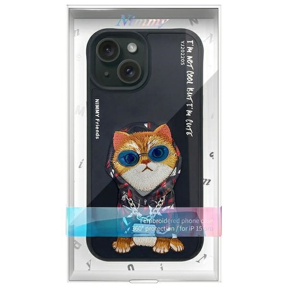 NIMMY futerał GLASSES COOL CAT do IPHONE 15 czarny
