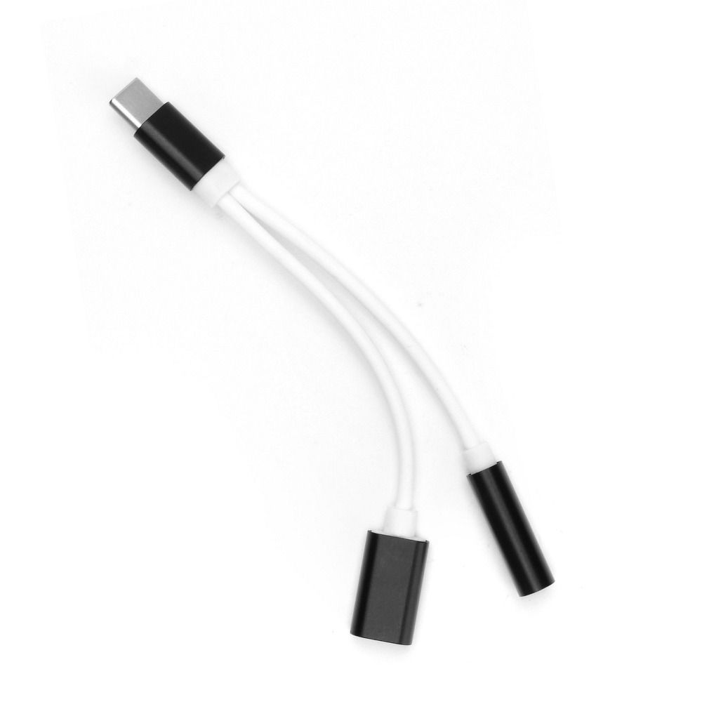 Adapter AUX 2in1 Typ C (apa) - Typ C (anya) / Jack 3.5 mm (anya) fekete