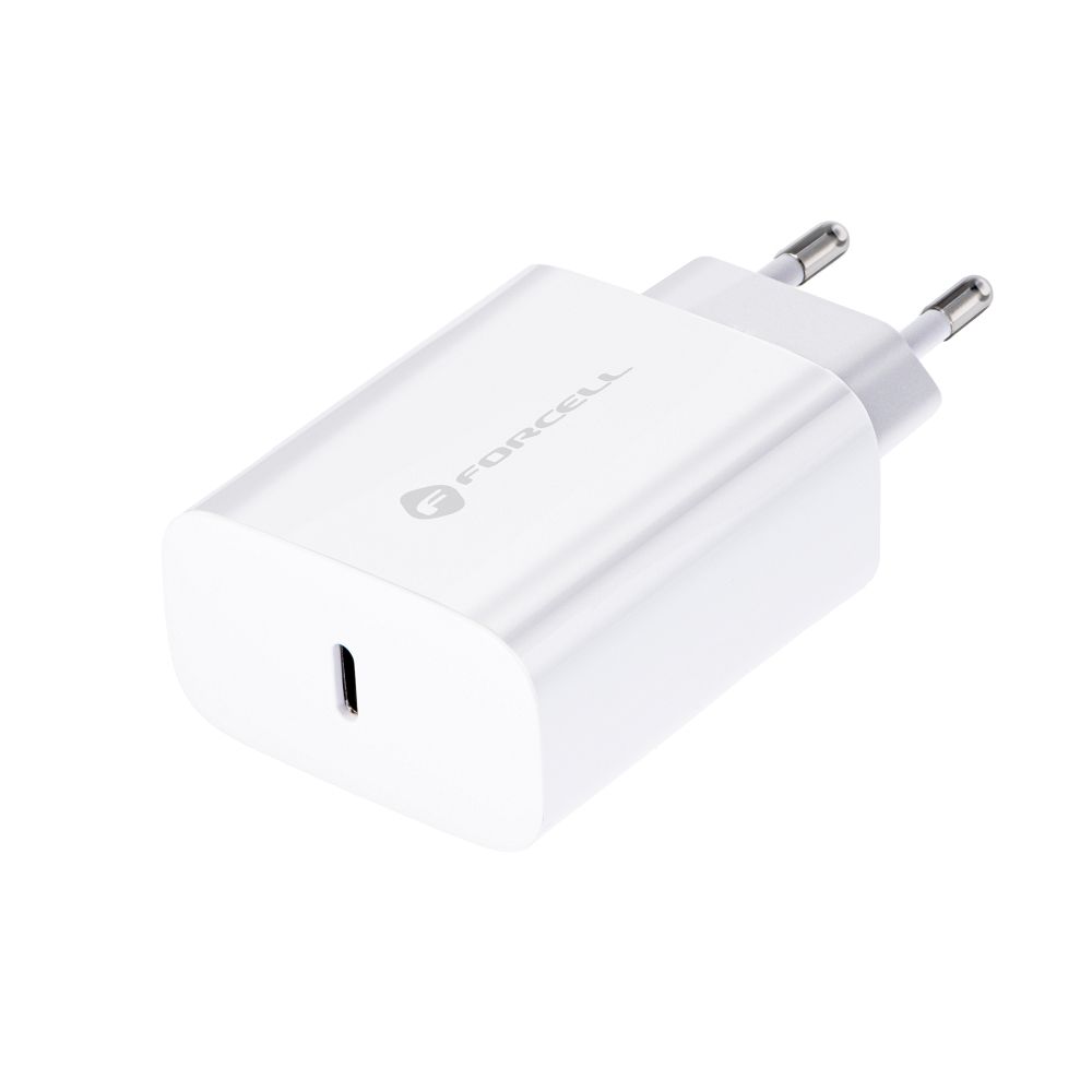 FORCELL F-ENERGY TFK-TC-25WPD utazó töltő, Type-C, PD, QC4.0, 3 A, 25 W, fehér