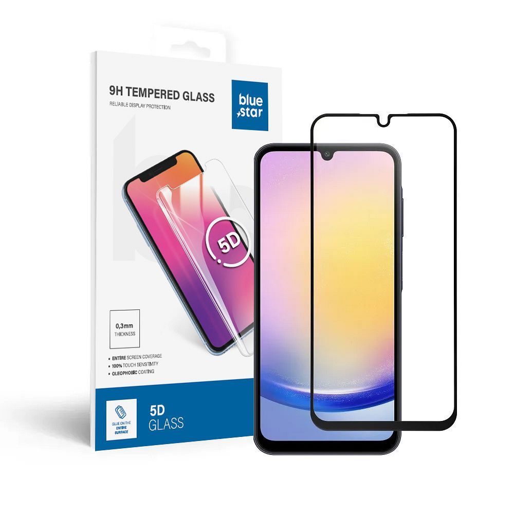 Tempered Glass Blue Star  - SAMSUNG A25 5G Full Face (full glue with frame/small size) - black Tempered Glass Blue Star