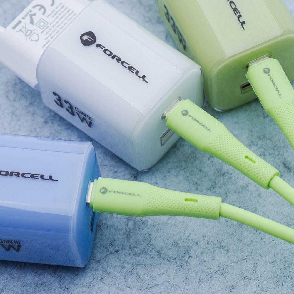 Cable USB A to Micro USB Forcell F-Energy QC3.0 2,4A 18W Silicone 1 m C341 green