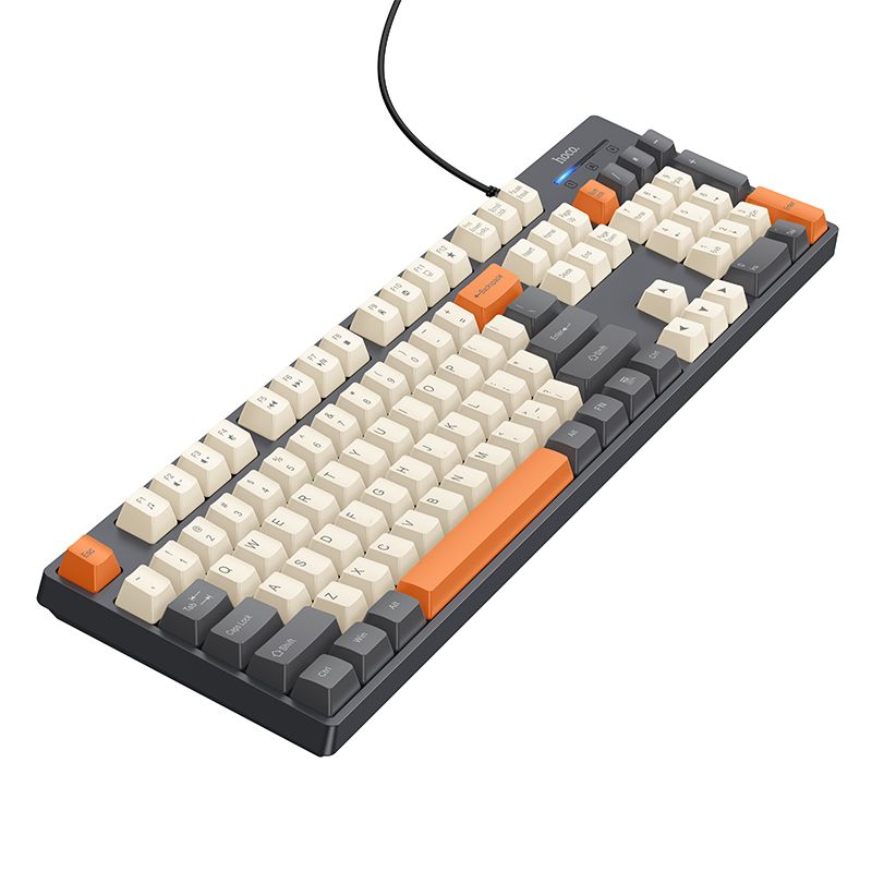 Wired keyboard QWERTY Hoco GM61 tri-color (white, grey, orange)