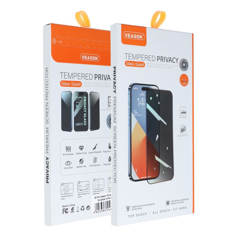 6D Pro Veason Privacy Glass - for Iphone 18 Pro Max black